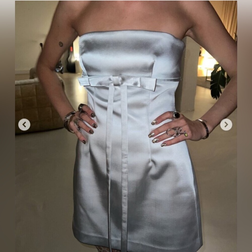 Zara Satin Strapless Bow Dress